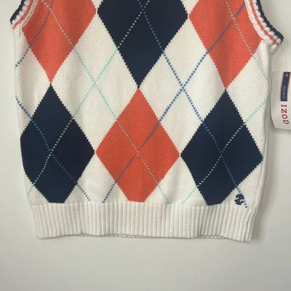 Izod Boys Argyle Sweater Vest New With Tags Size 8 Regular - Picture 2 of 7